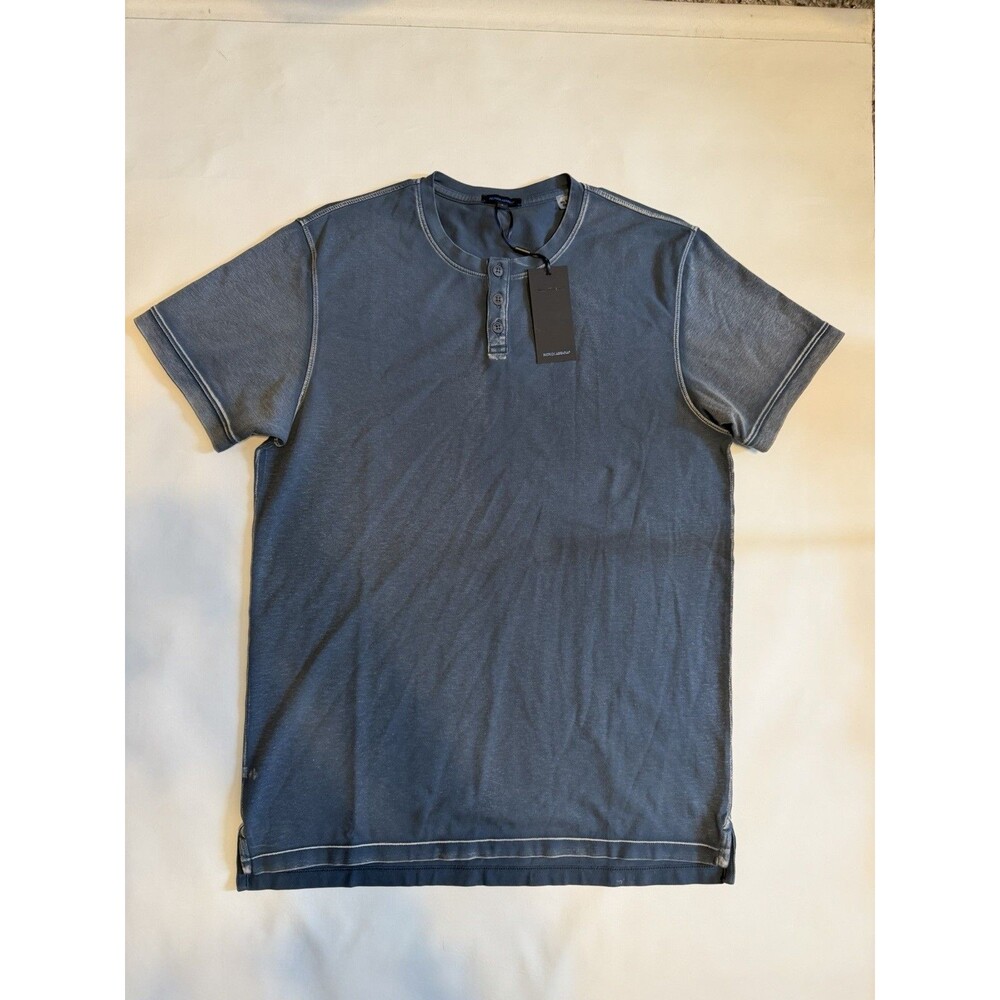 Patrick Assaraf Mens Pima Cotton Blend Stretch Short Sleeve Henley T-Shirt Sm